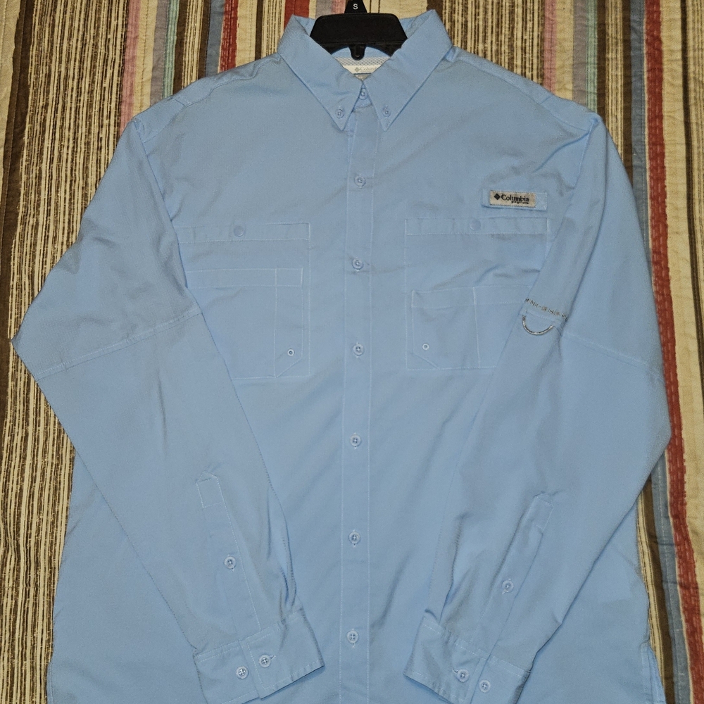 Columbia Pfg Men's Light Blue Long Sleeve Shirt